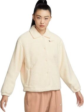 Nike Women’s Collared Sherpa Jacket Oversized Coconut Milk Women’s Size Large